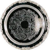 SILVER SERVING TRAYS. 16in ROUND